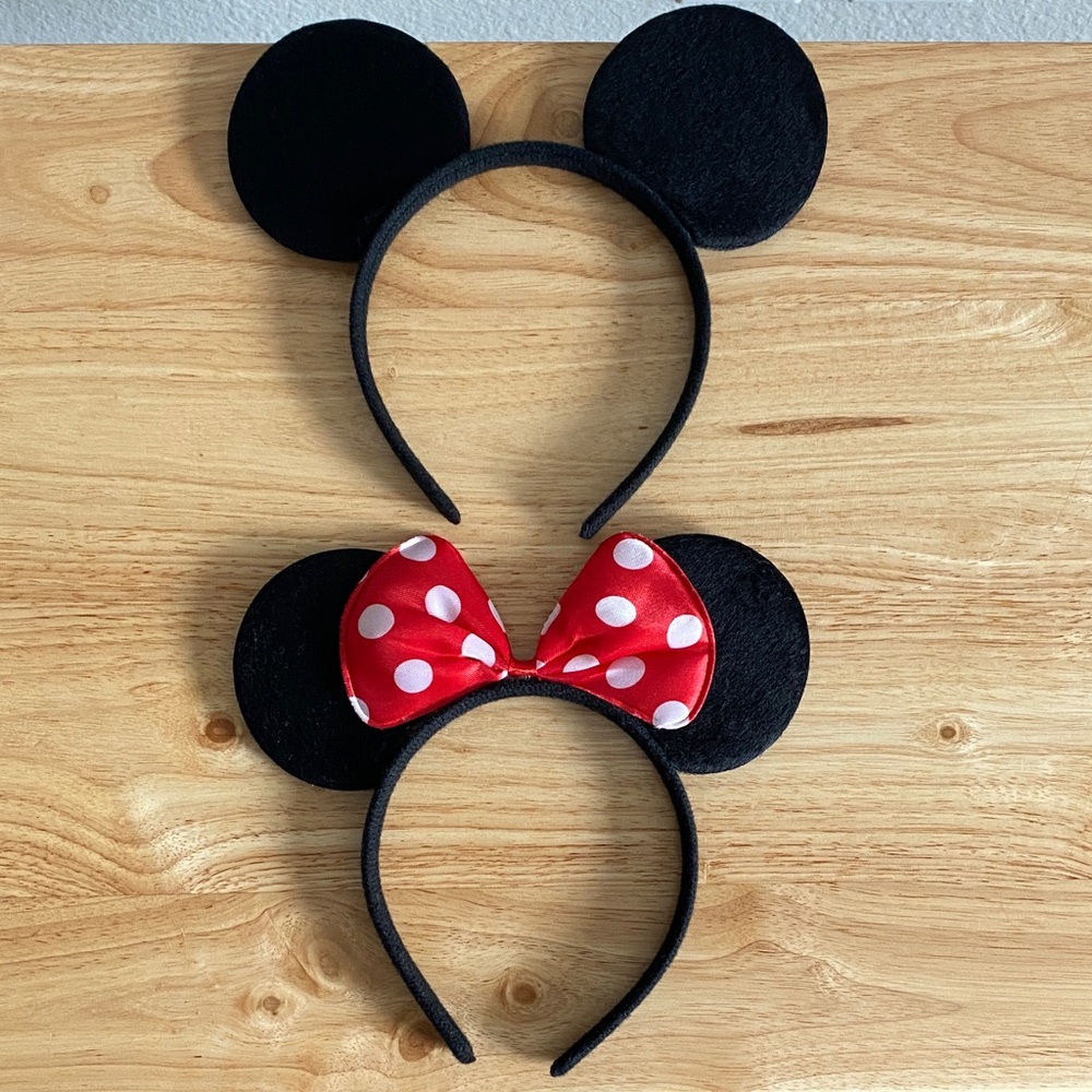 Bundle of His and Hers Mickey and Minnie Headband Ears (NWOT)